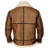 Veste en cuir de mouton marron pour homme Bomber B3 Sherpa
